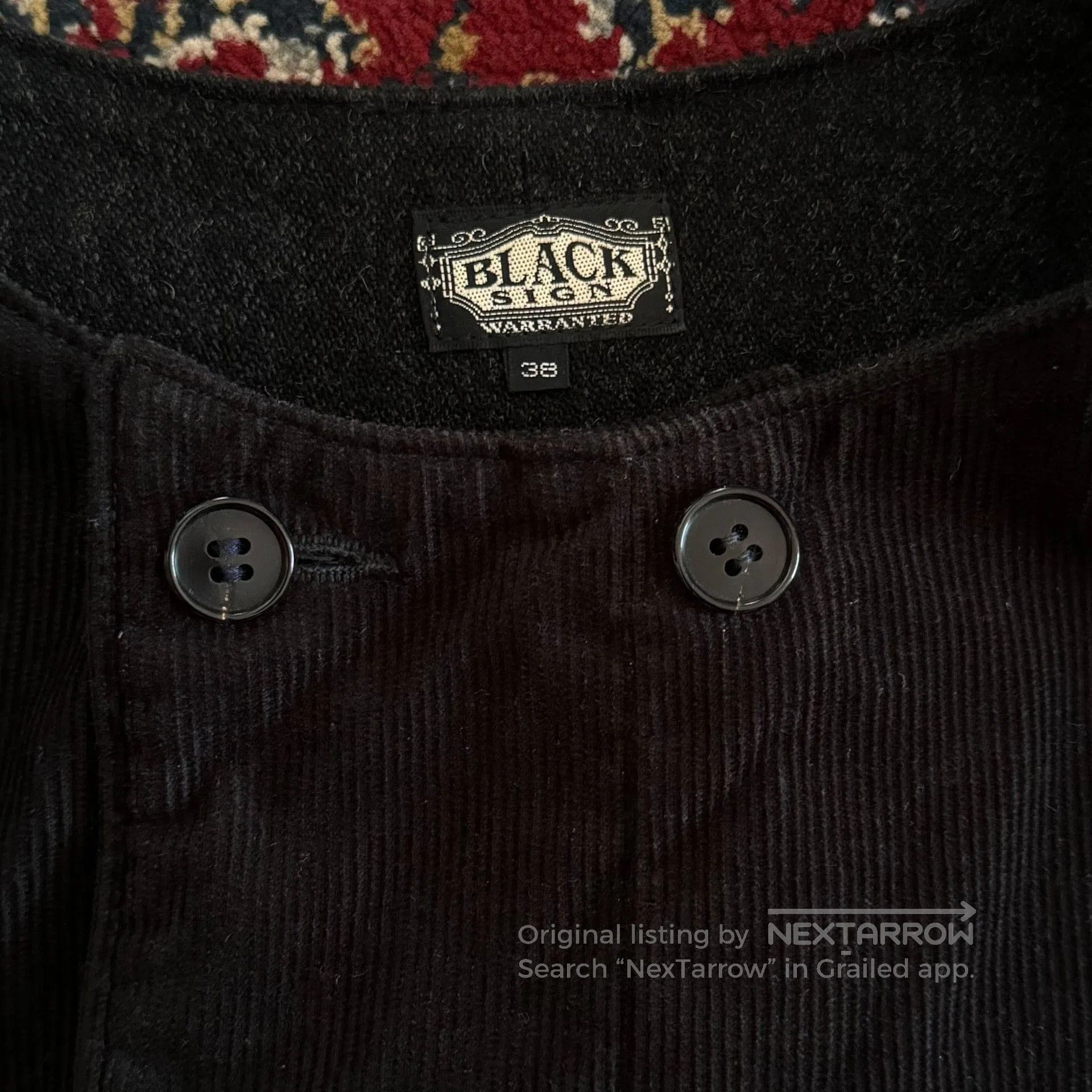 BLACK SIGN Black Corduroy Hunting Style Vest. Size US M / EU 48-50 / 2 - 3 Thumbnail