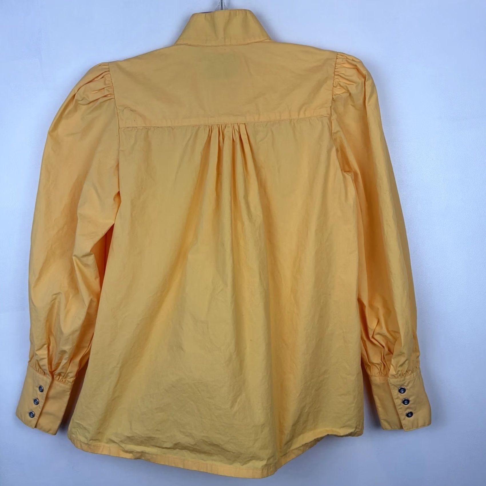 Vintage Frontier Classics Western Blouse Womens Large Yellow 100% Cotton Puff Shoulder Long Sleeve Cowgirl Casual Size L / US 10 / IT 46 - 2 Thumbnail