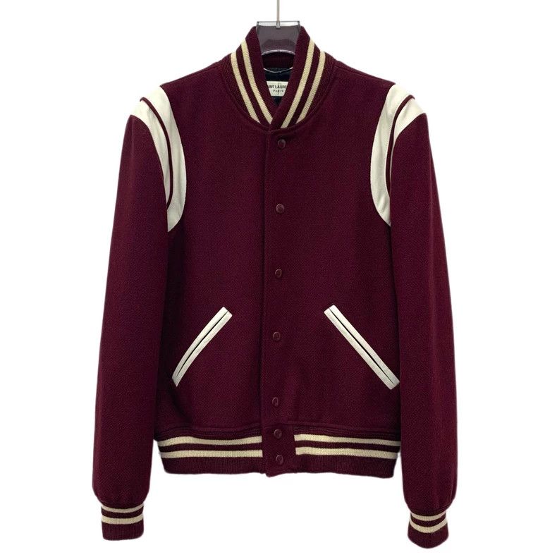 Saint Laurent Paris Saint Laurent Paris Deep red striped wool single-breasted Size US S / EU 44-46 / 1 - 1 Thumbnail