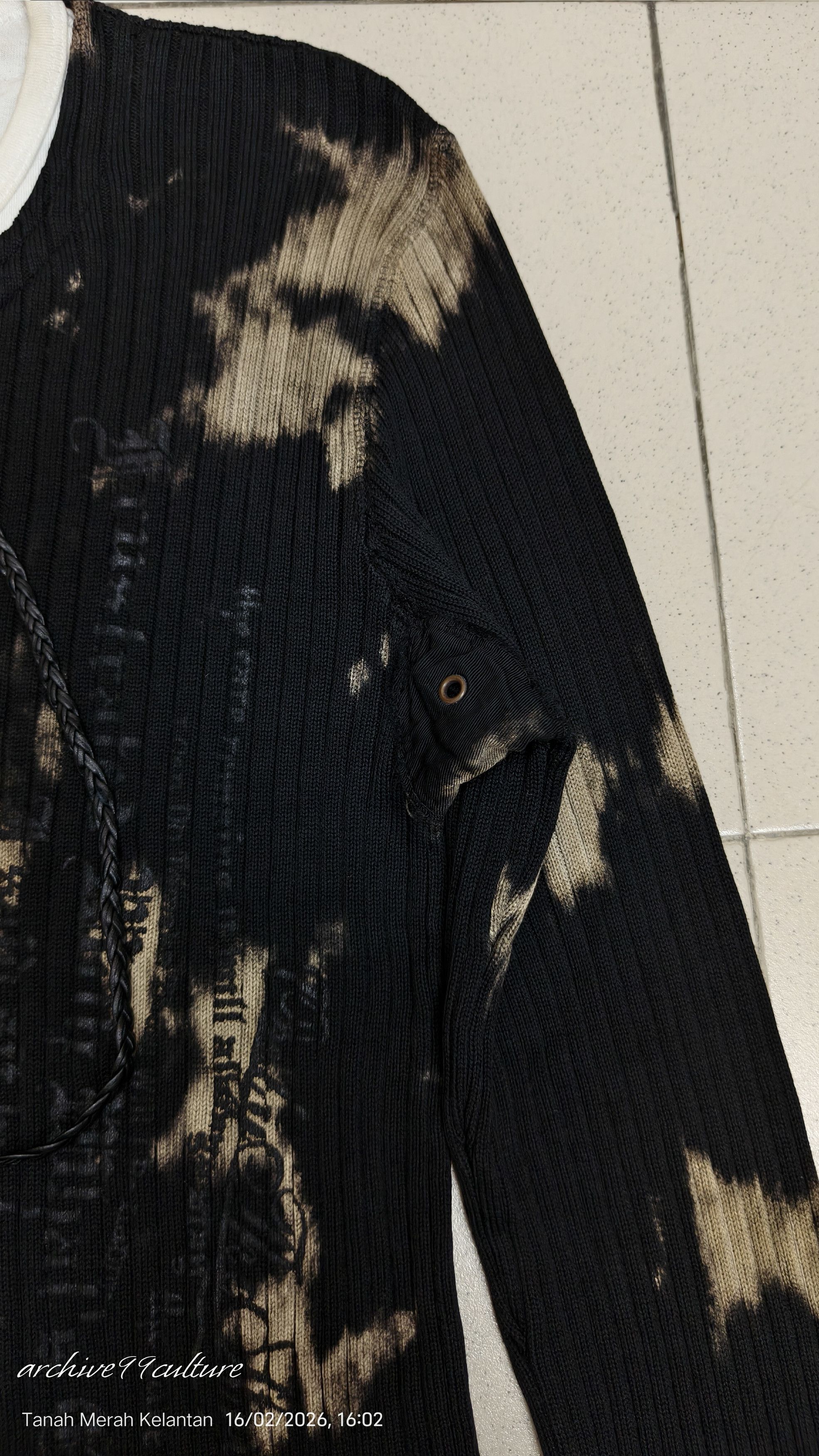 In The Attic AW2000 Bleached Grunge Lace-Up Ribbed Knit Sweater Size US M / EU 48-50 / 2 - 13 Thumbnail