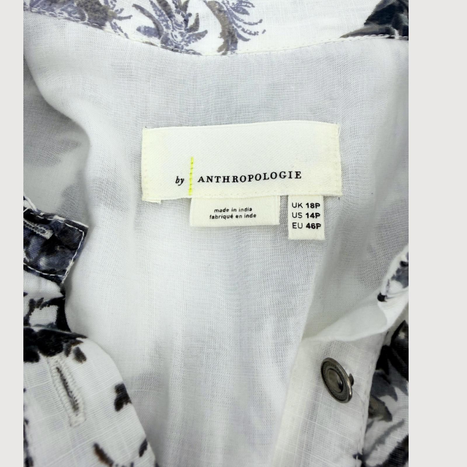 Other Anthro Floral Ombré Babydoll Shirt Dress Blue White 14P Size XL / US 12-14 / IT 48-50 - 4 Thumbnail