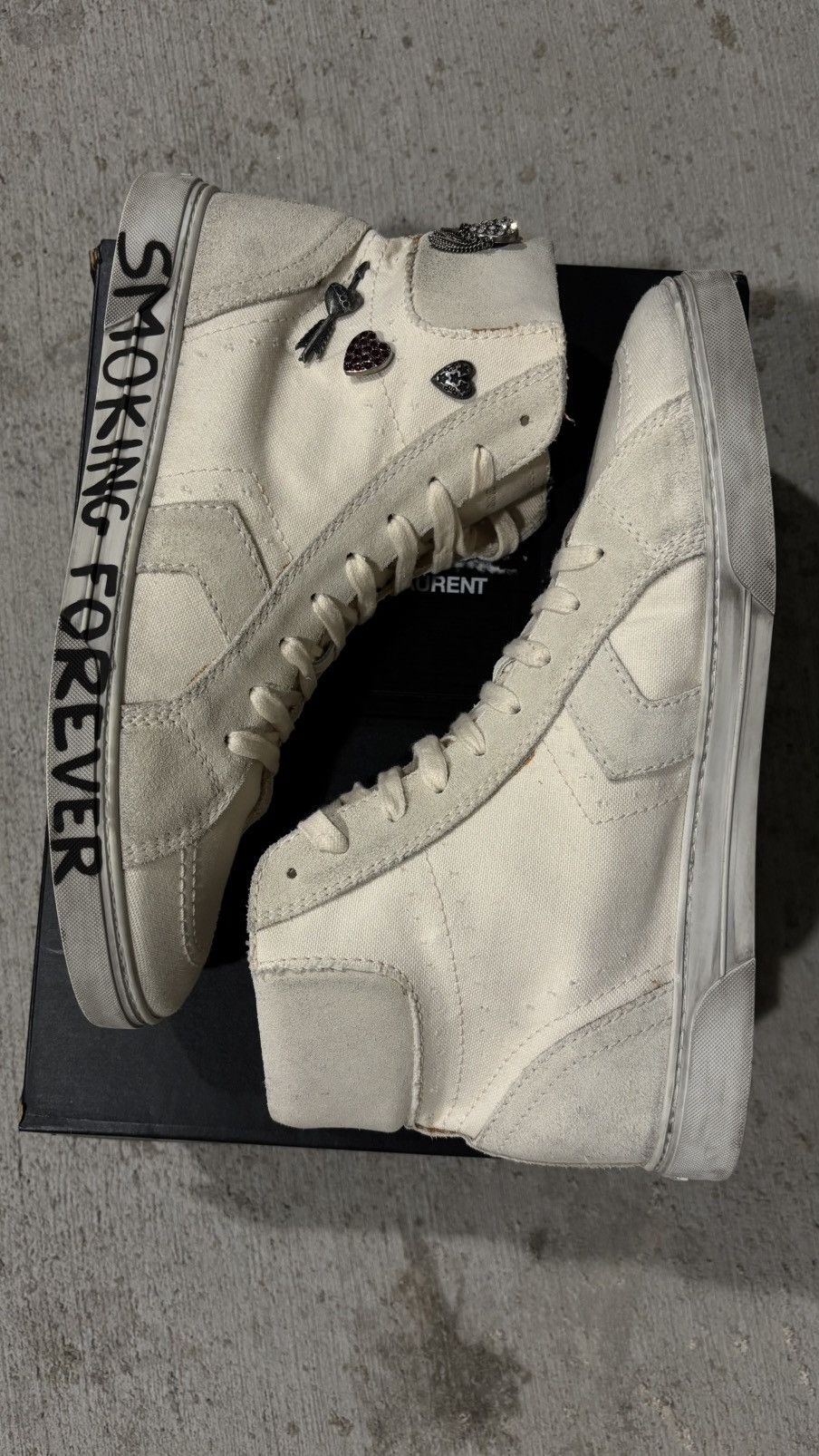 Saint Laurent Paris Saint Laurent Paris “Smoking Forever” High Top Sneaker Size US 11 / EU 44 - 3 Thumbnail