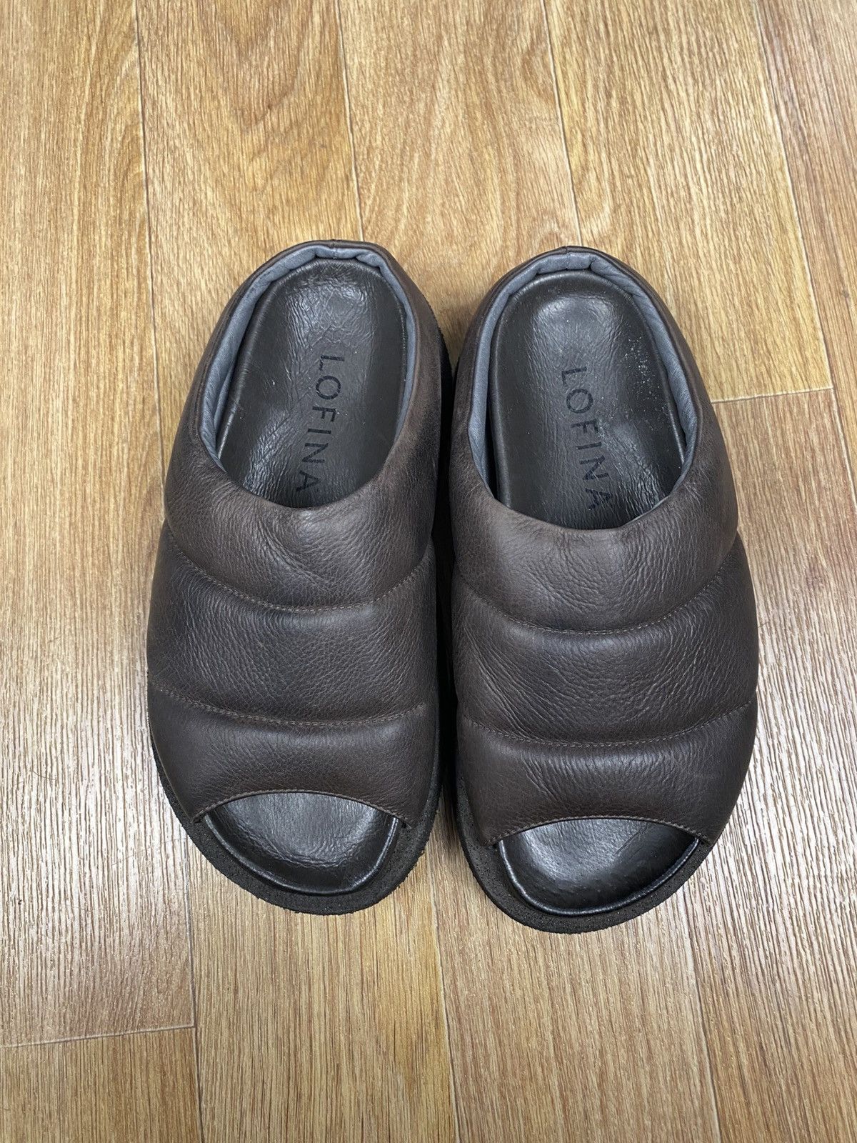 Designer × Other Lofina Brown Leather Avantgarde Platform Puff Sliders Size US 8 / IT 38 - 2 Thumbnail