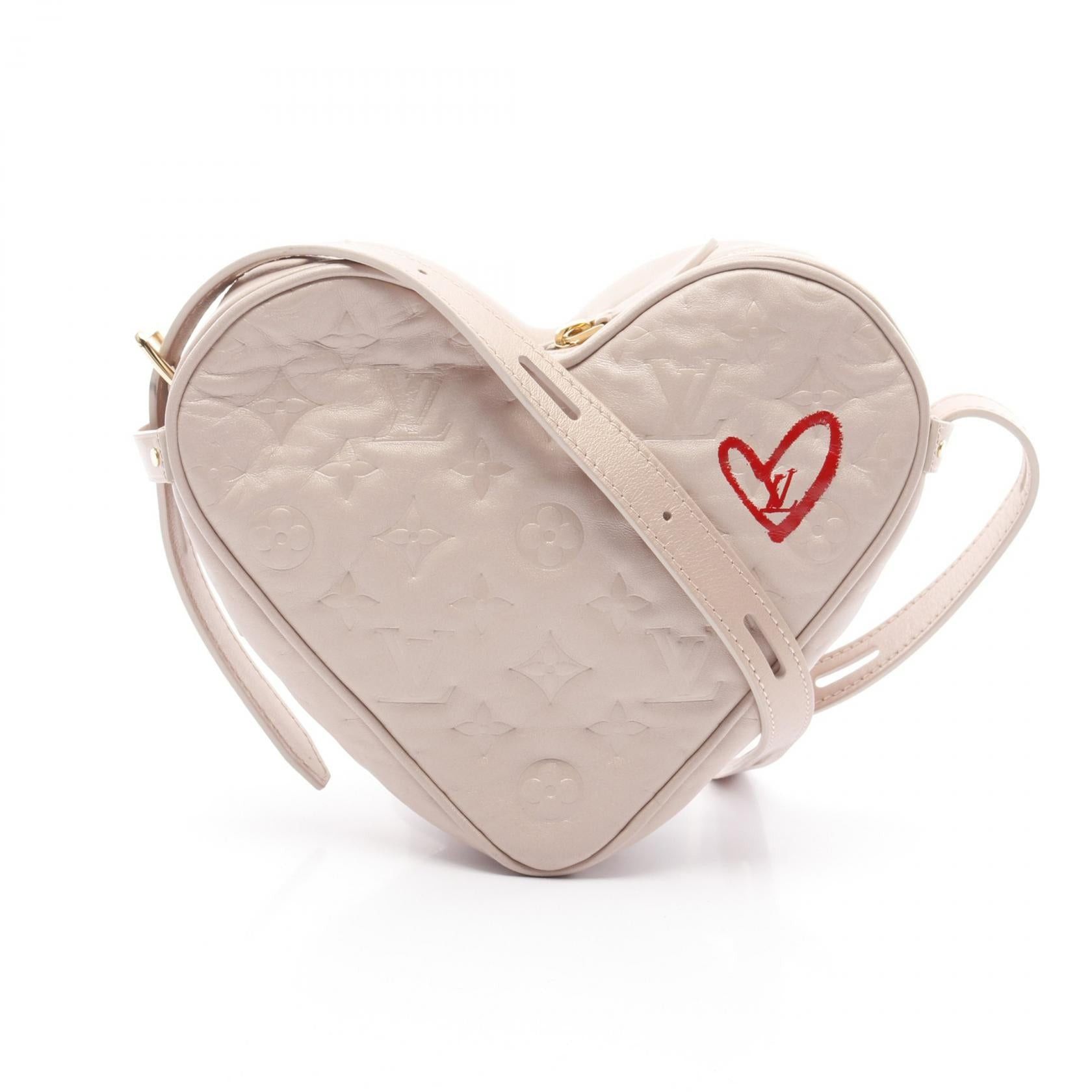 Louis Vuitton Sack Cool Fallin Love Heart Box Monogram Shoulder Bag Leather Light Pink in Neutrals, Women's