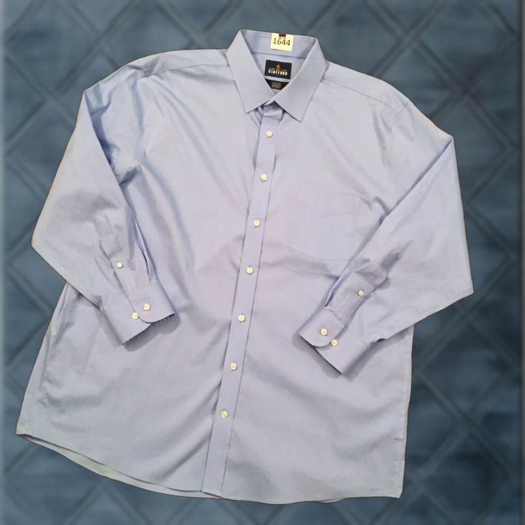Stafford Stafford Shirt Mens XL Blue Long Sleeve Button-Up Smart Tech Shirt Size US XL / EU 56 / 4 - 1 Thumbnail