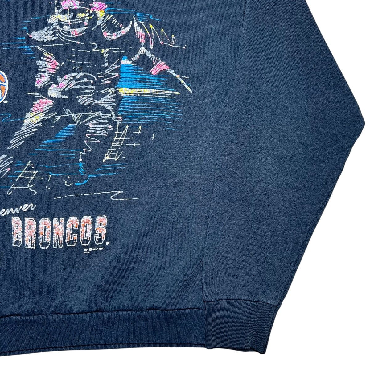 NFL Vtg 1991 NFL Denver Broncos Player Art Spell Out Sweatshirt Size US XL / EU 56 / 4 - 17 Thumbnail