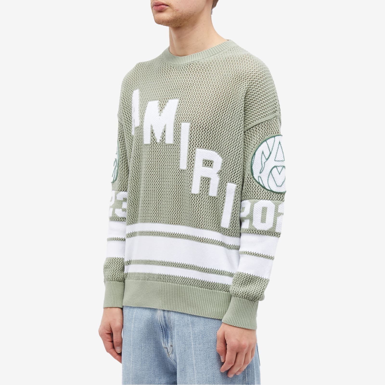 Amiri o1w1db11224 Mesh Hockey Logo Sweater in Frosty Green/White Size US L / EU 52-54 / 3 - 2 Thumbnail