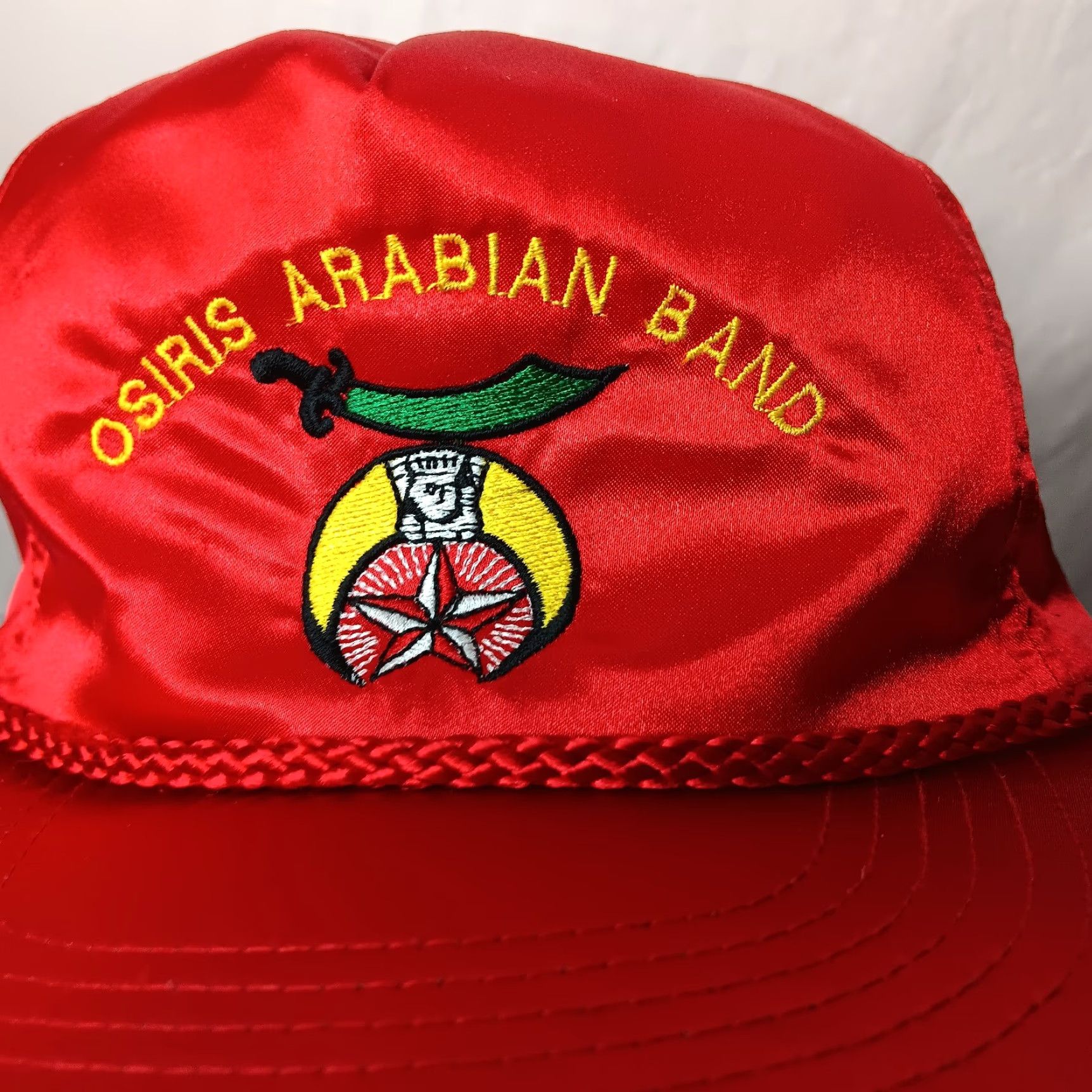 Vintage VINTAGE KC Shriners Osiris Arabian Band Cap Red Satin Adjustable YKK One Size Men Size ONE SIZE - 2 Thumbnail