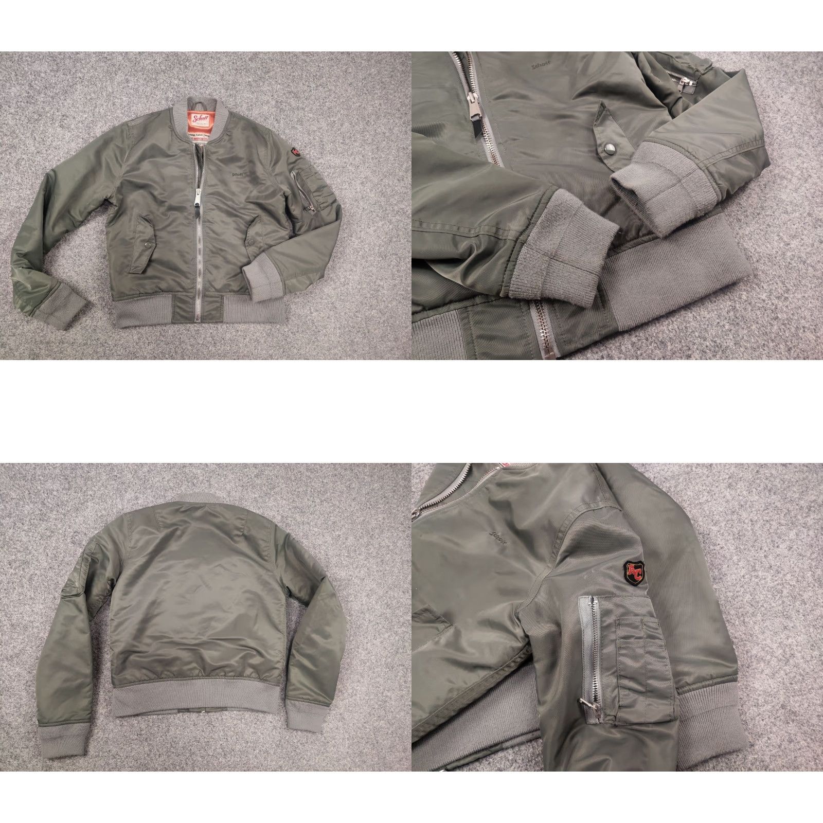Schott VINTAGE SCHOTT NYC American College Bomber Jacket Military Green Men? Women? (Adapted: Since department is Women, treat as Women) Size L / US 10 / IT 46 - 8 Thumbnail