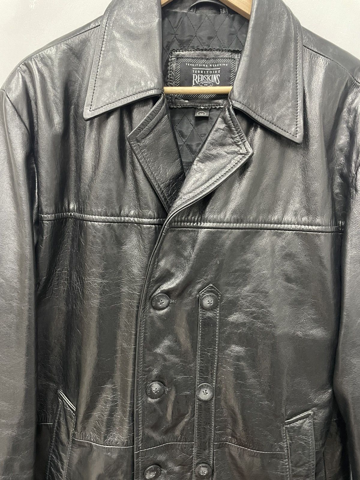 Leather × NFL Vintage Black Leather Coat I REDSKINS Japanese Brand Size US M / EU 48-50 / 2 - 4 Thumbnail