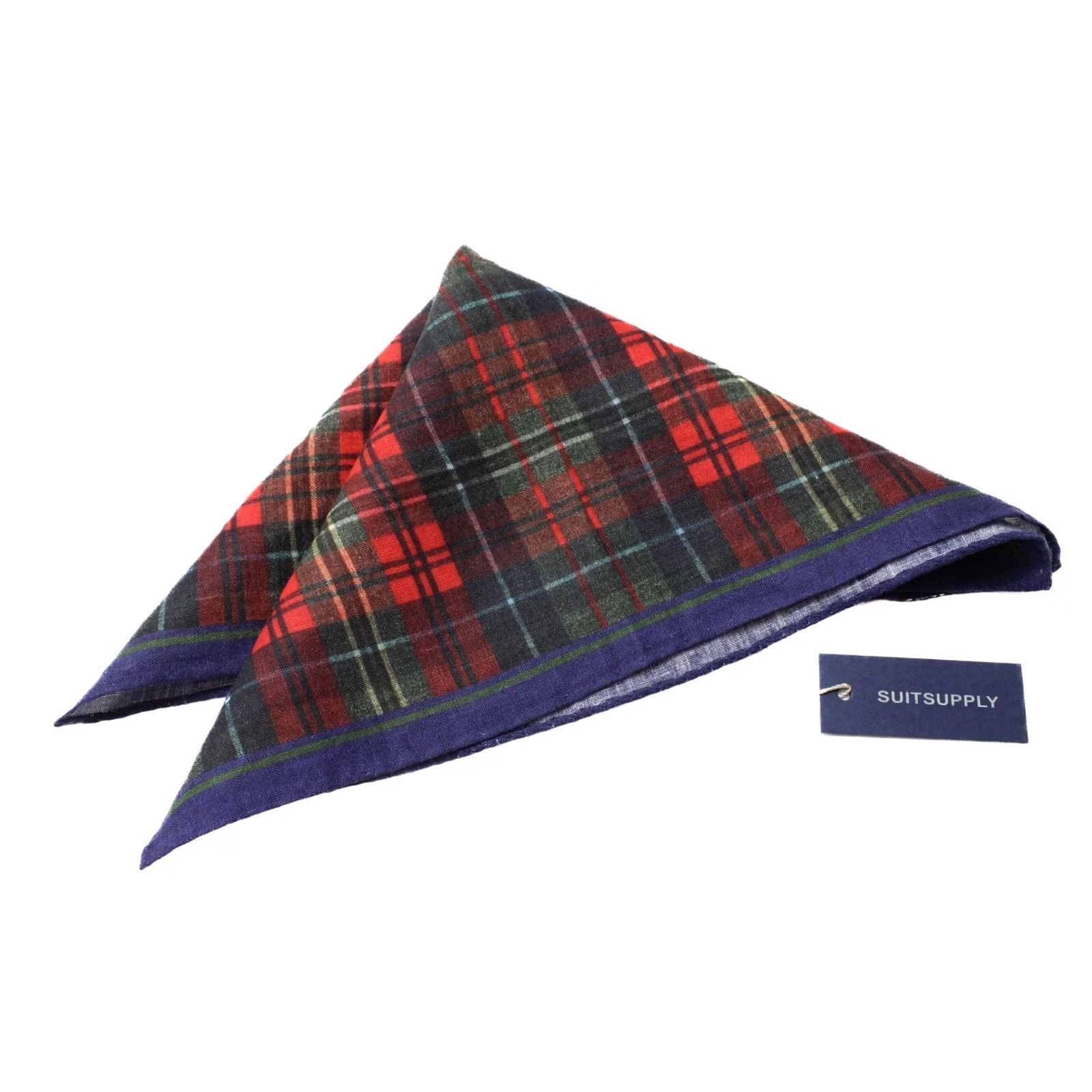 Suitsupply Suitsupply Pocket Check Red Handkerchief Men's ONE SIZE Linen Formal Red Check Handkerchief Linen Formal One Size Suitsupply Mens Size ONE SIZE - 2 Thumbnail