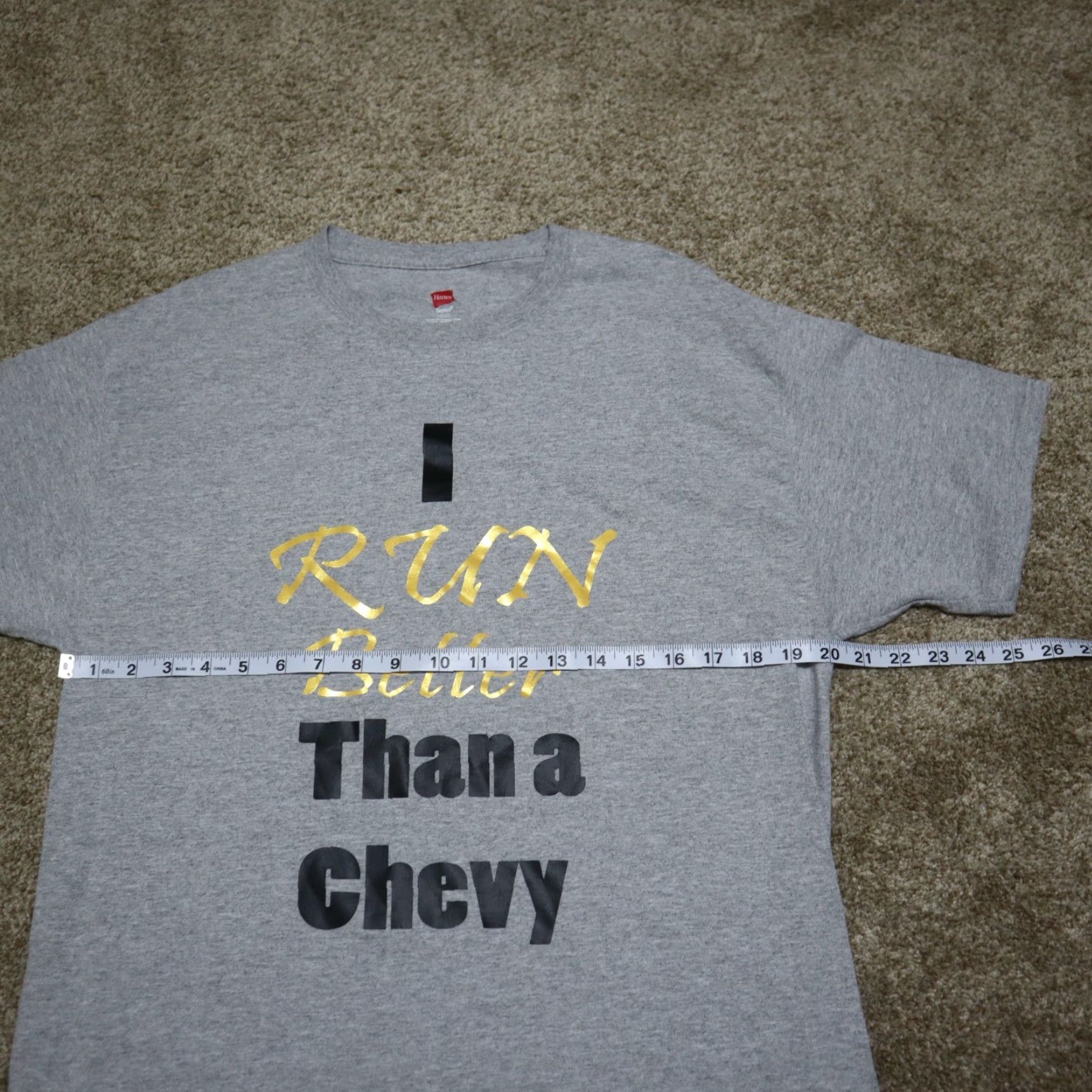 Hanes I Run Better Than a Chevy Chevrolet Track Running T-Shirt Size Large Size US L / EU 52-54 / 3 - 3 Thumbnail