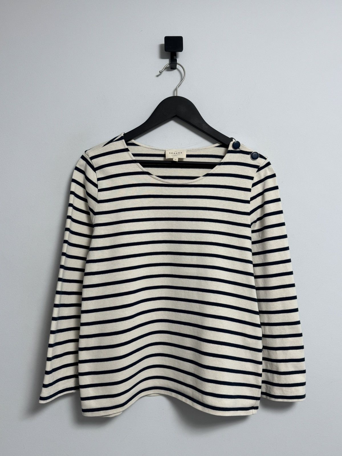 Sezane Sezane Women Long Sleeve Navy Blue Striped Organic T-shirt Size XL / US 12-14 / IT 48-50 - 1 Thumbnail