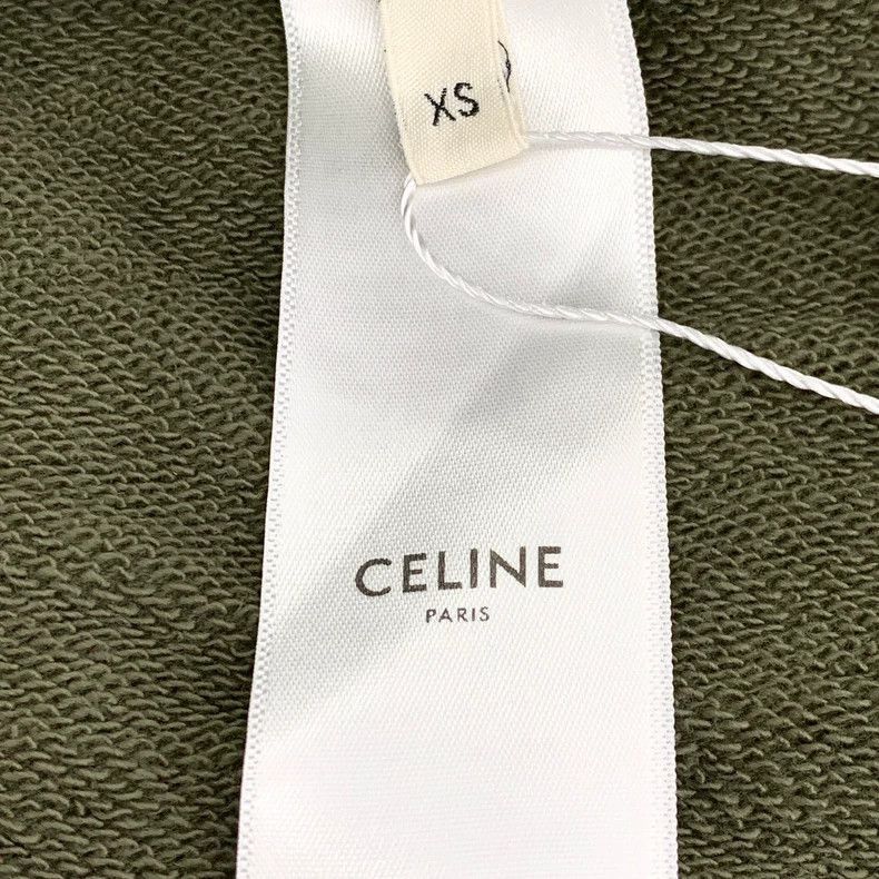 Celine Celine Army Green Logo Printed Cotton TShirt Size US XS / EU 42 / 0 - 7 Thumbnail