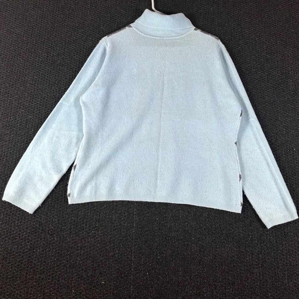 Vintage Apt 9 Women's XL Blue Cashmere Turtleneck Pullover Argyle Sweater Size XL / US 12-14 / IT 48-50 - 3 Thumbnail
