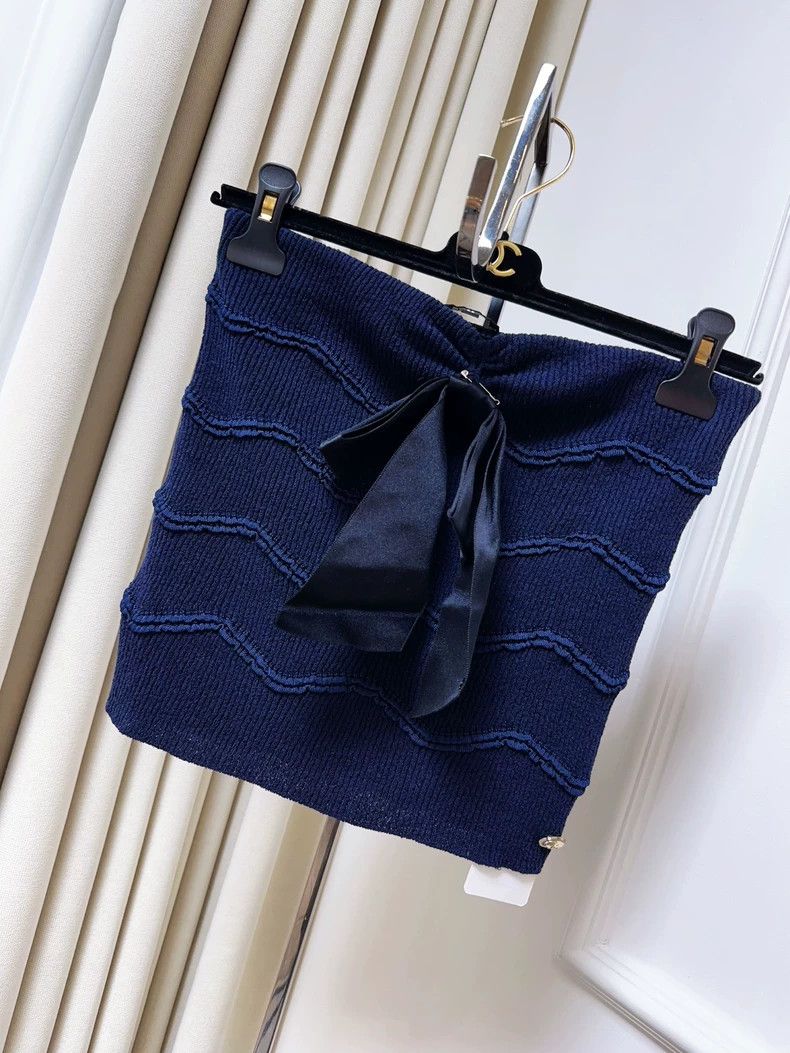 Chanel Chanel 21C dark blue wavy bow bra vest Size XS / US 0-2 / IT 36-38 - 1 Thumbnail
