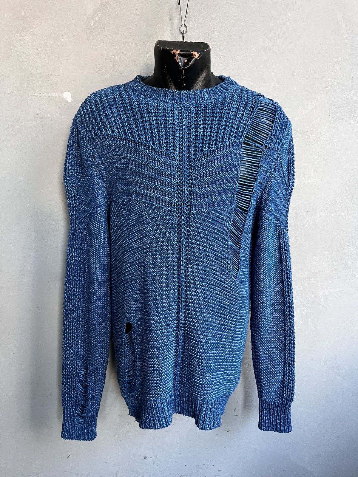Diesel Diesel blue sweater faded distressed knitted y2k Size US L / EU 52-54 / 3 - 1 Thumbnail