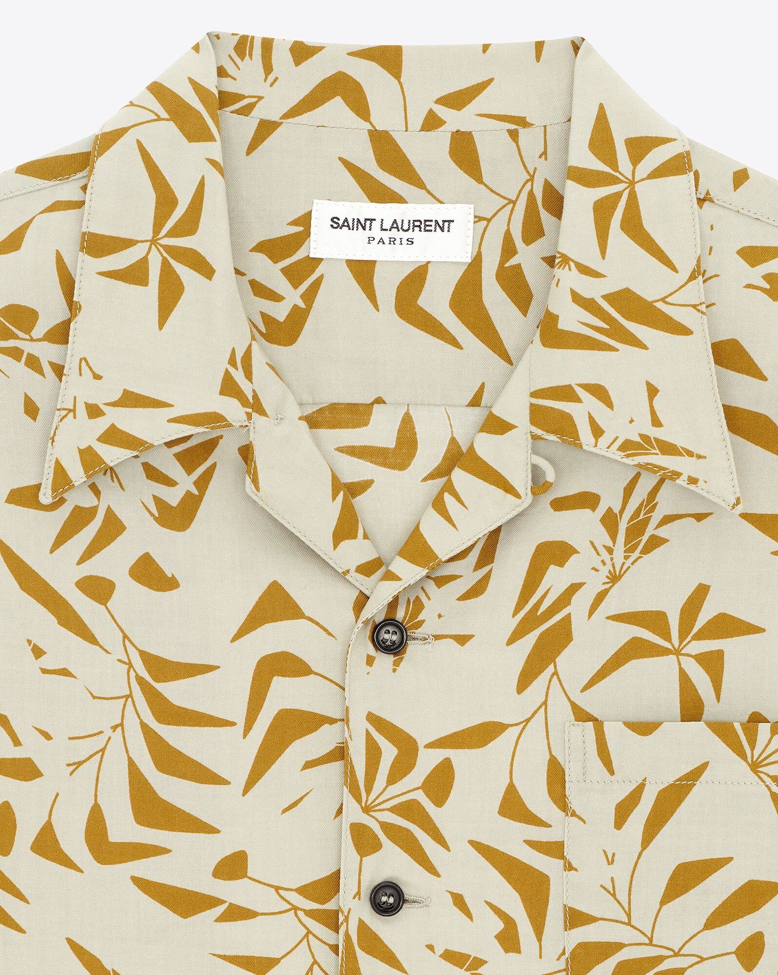 Saint Laurent Paris o1tr1nto0325 Hawaiian Shirt in Ivory/Yellow Size US XL / EU 56 / 4 - 3 Thumbnail