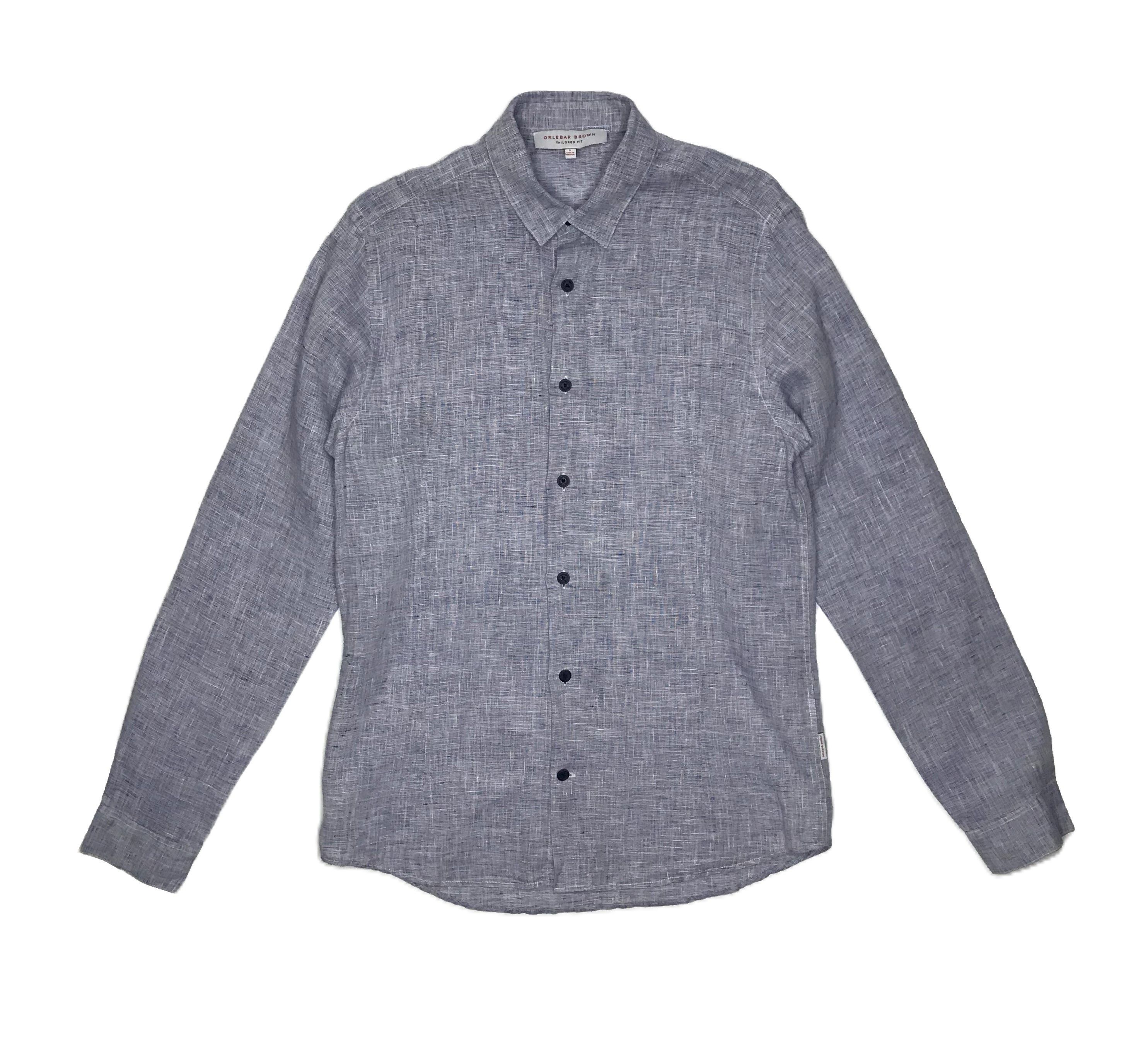 Orlebar Brown Orlebar Brown Mens Linen Button Up Shirt Longsleeve Size US S / EU 44-46 / 1 - 1 Thumbnail