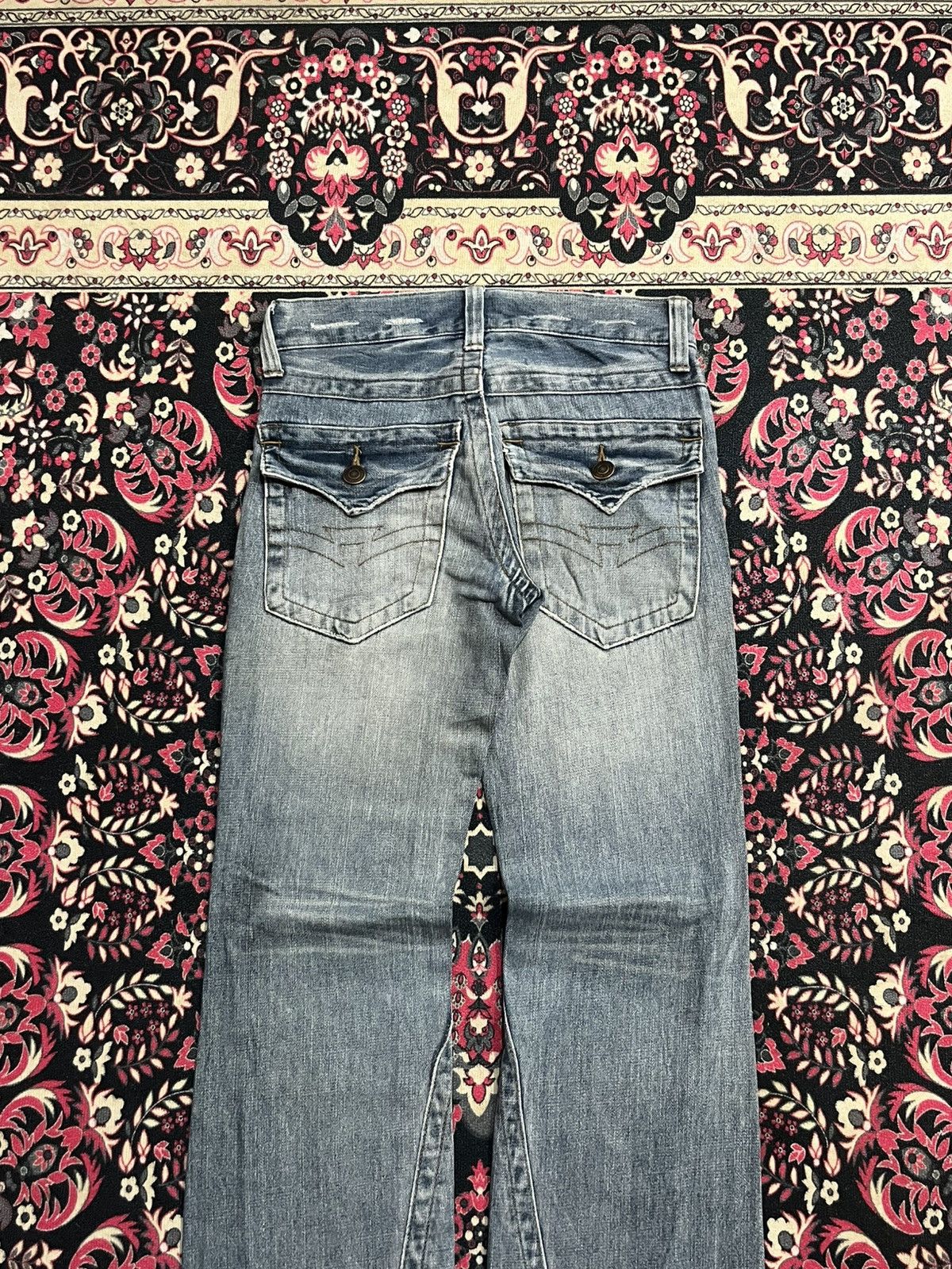 Tornado Mart Vintage Japanese Brand Blue Washed Distressed Flare Jeans Size US 28 / EU 44 - 5 Thumbnail
