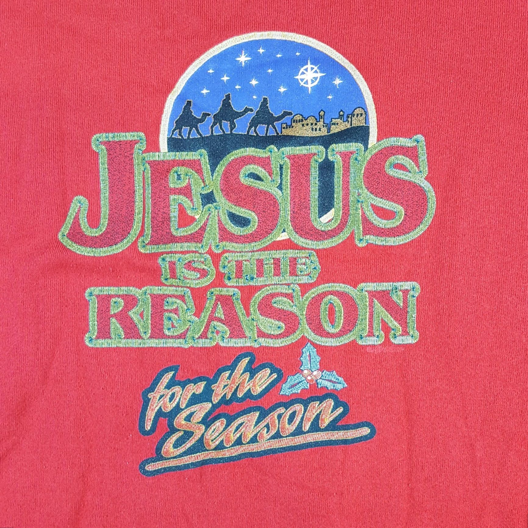 Delta VINTAGE Jesus Is The Reason Christmas Delta Sweatshirt Pullover Crewneck Men 2XL Red 90s Christmas University USA Retro Sports Graphic Print Size US XXL / EU 58 / 5 - 3 Thumbnail