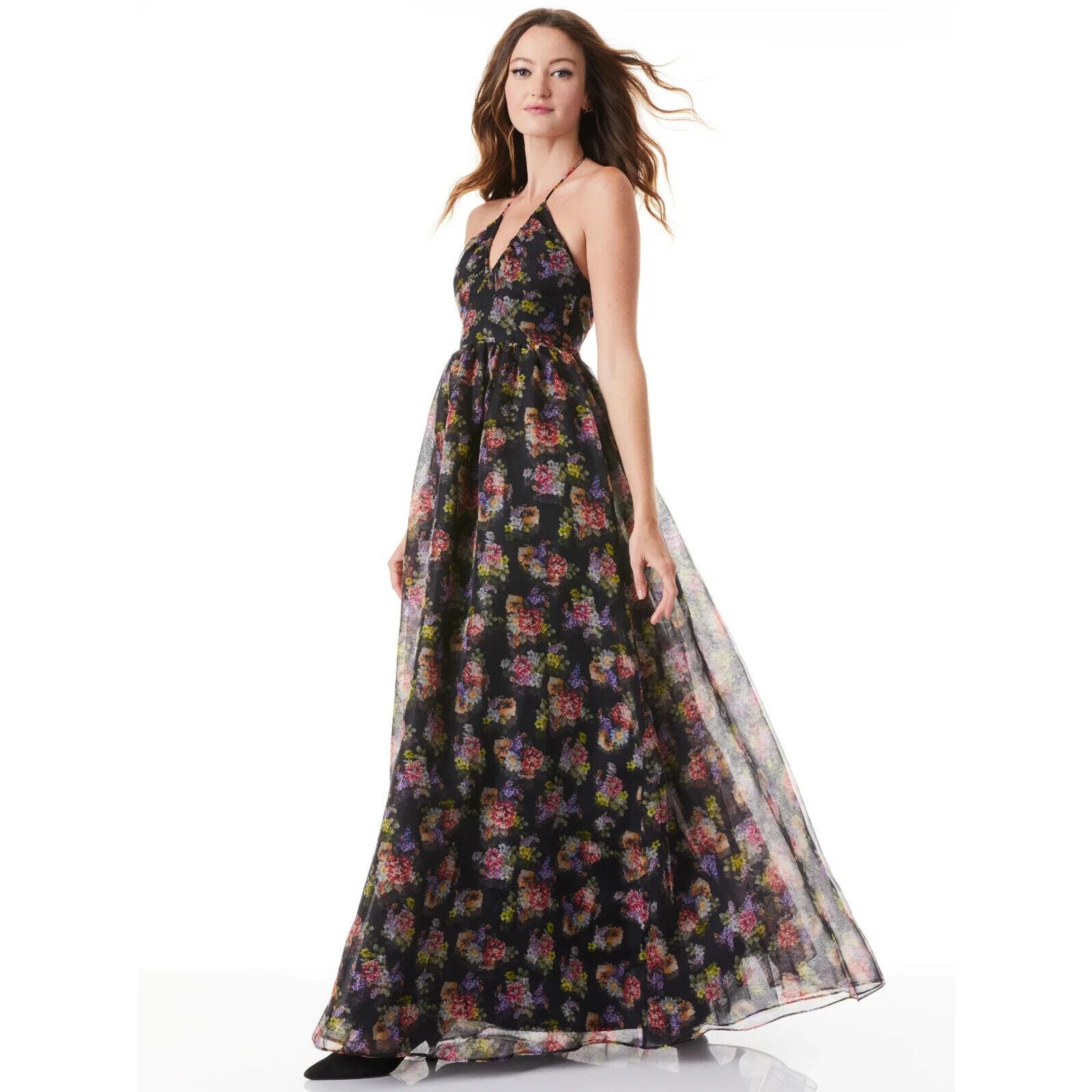 Alice + Olivia ALICE & OLIVIA SAORI BLACK HALTER 100% SILK GOWN DRESS SZ 12 Size XL / US 12-14 / IT 48-50 - 1 Thumbnail