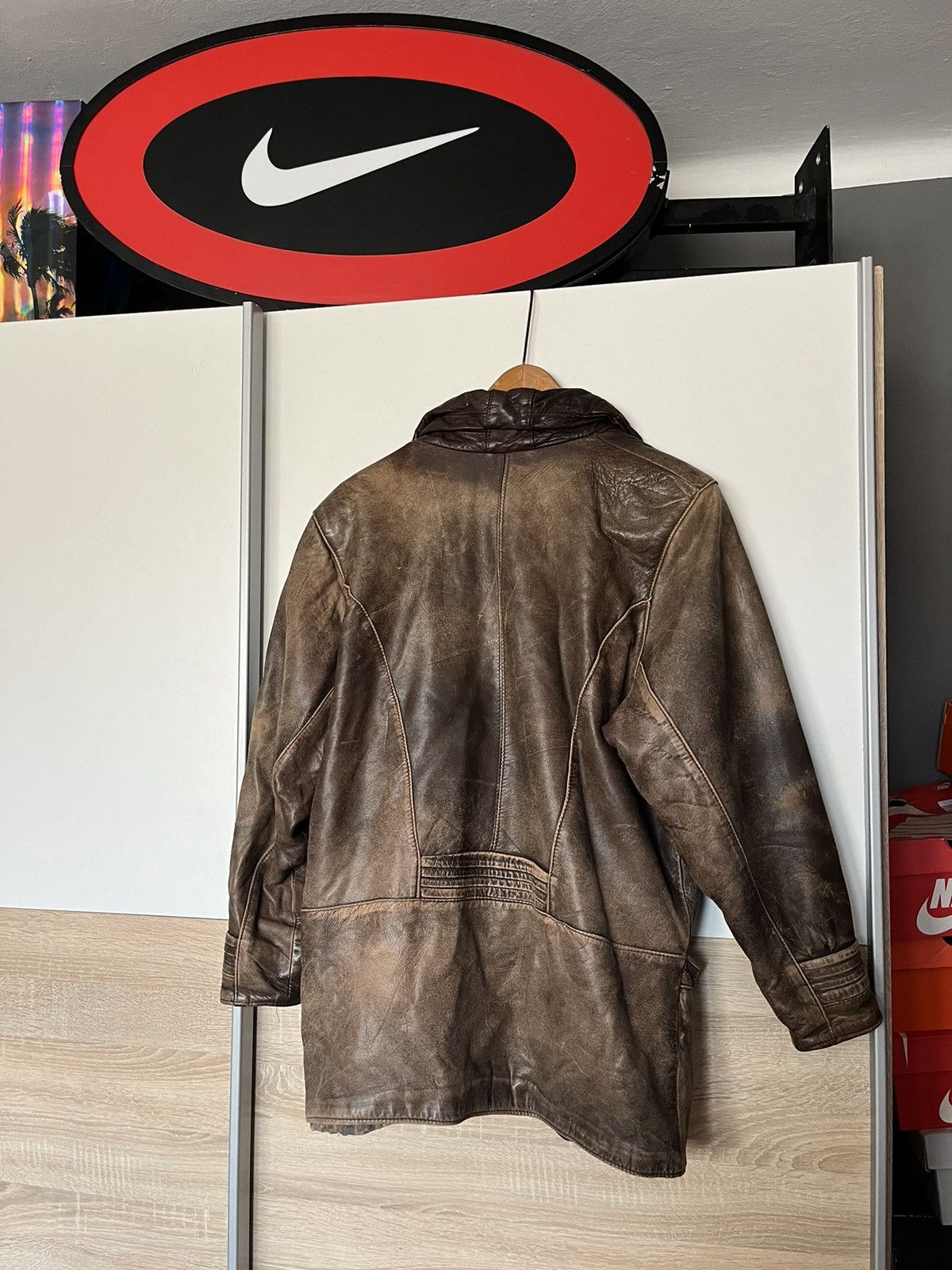 Vintage Vintage 80’s Italian Distressed Leather Jacket 90 Y2K Milita Size US M / EU 48-50 / 2 - 8 Thumbnail