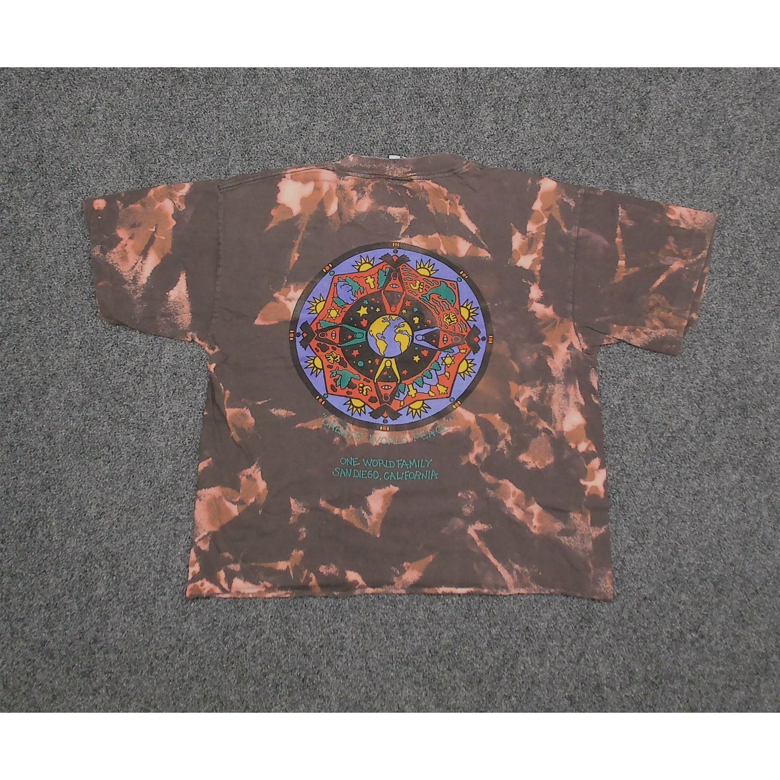 Vintage Vintage 90s San Diego World Peace Boxy Bleach Cropped Tee Size L / US 10 / IT 46 - 4 Thumbnail