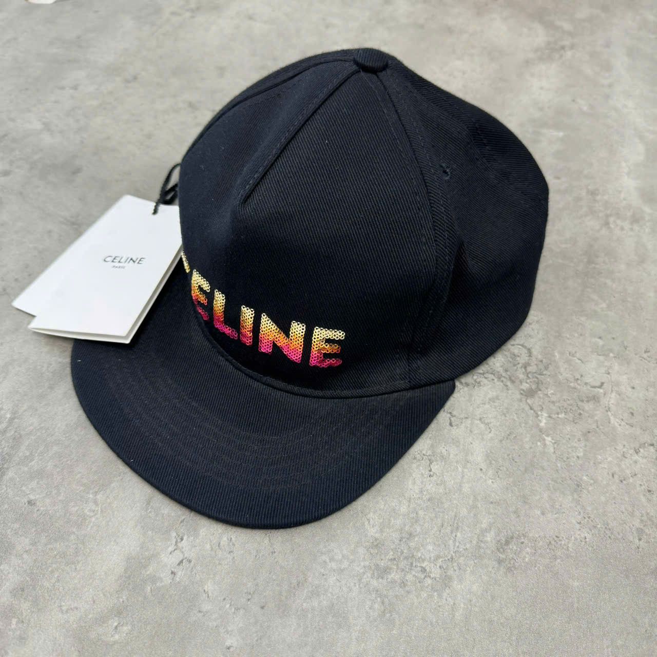 Celine CELINE Embroidered Cap In Cotton BLACK Size ONE SIZE - 1 Thumbnail