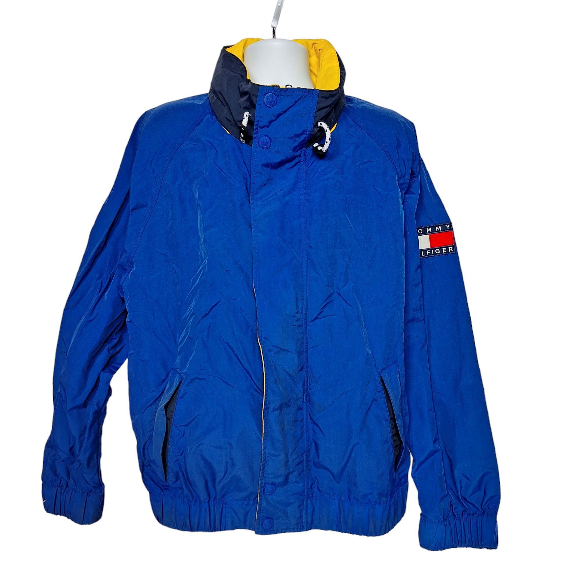 image of Vintage 90's Tommy Hilfiger Windbreaker Jacket Blue Zip U, Men's (Size 2XL)