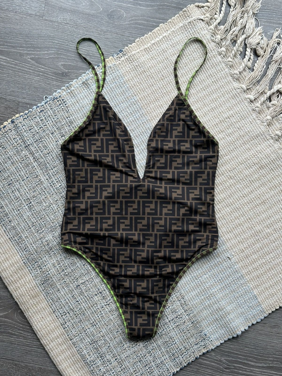 Fendi FENDI Monogram Gingham-Print Reversible Bodie Swimsuit Size M / US 6-8 / IT 42-44 - 1 Thumbnail