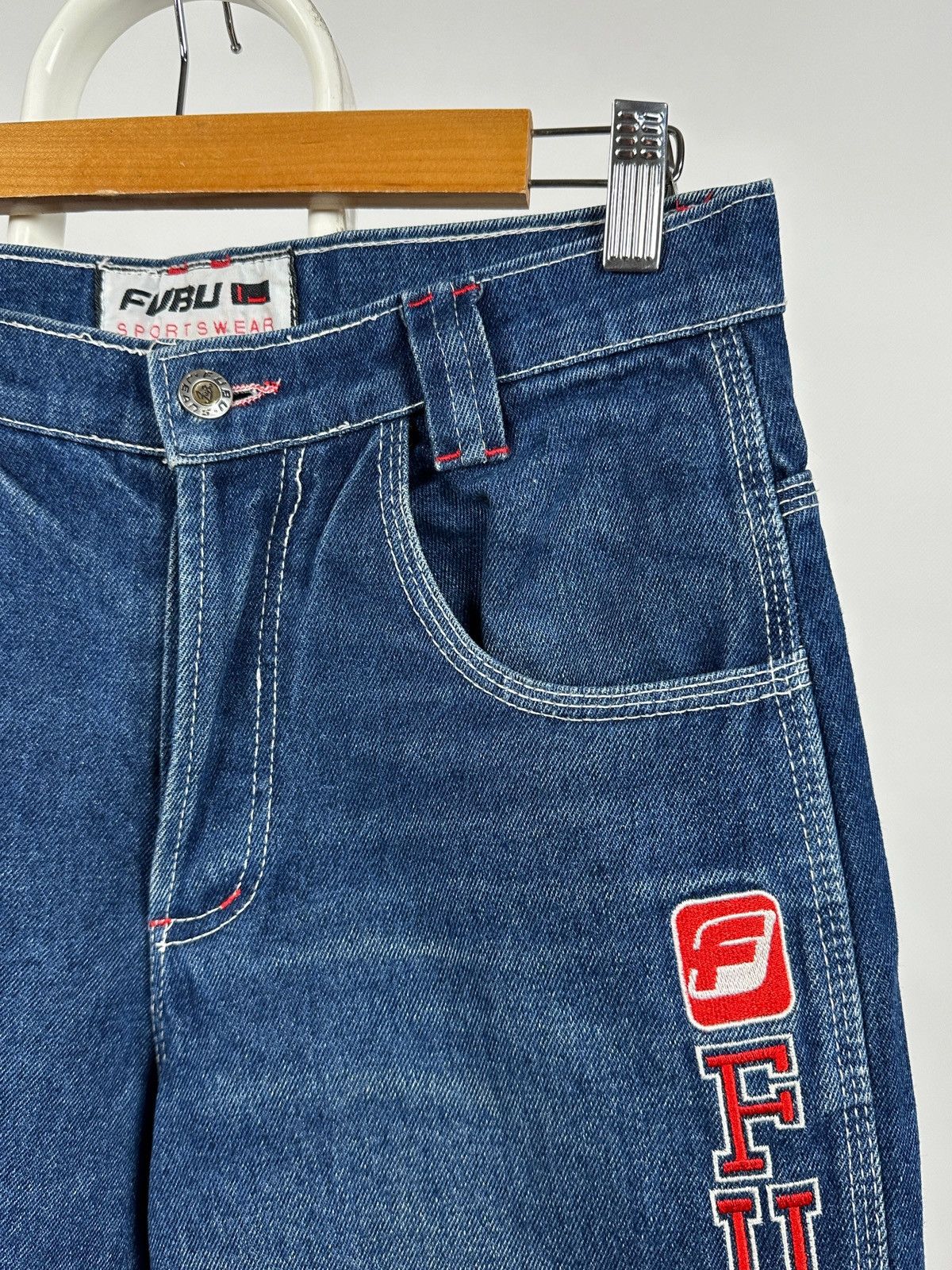 Fubu Vintage Fubu Sports Cargo Baggy Denim Pants Rap Style Size US 28 / EU 44 - 7 Thumbnail