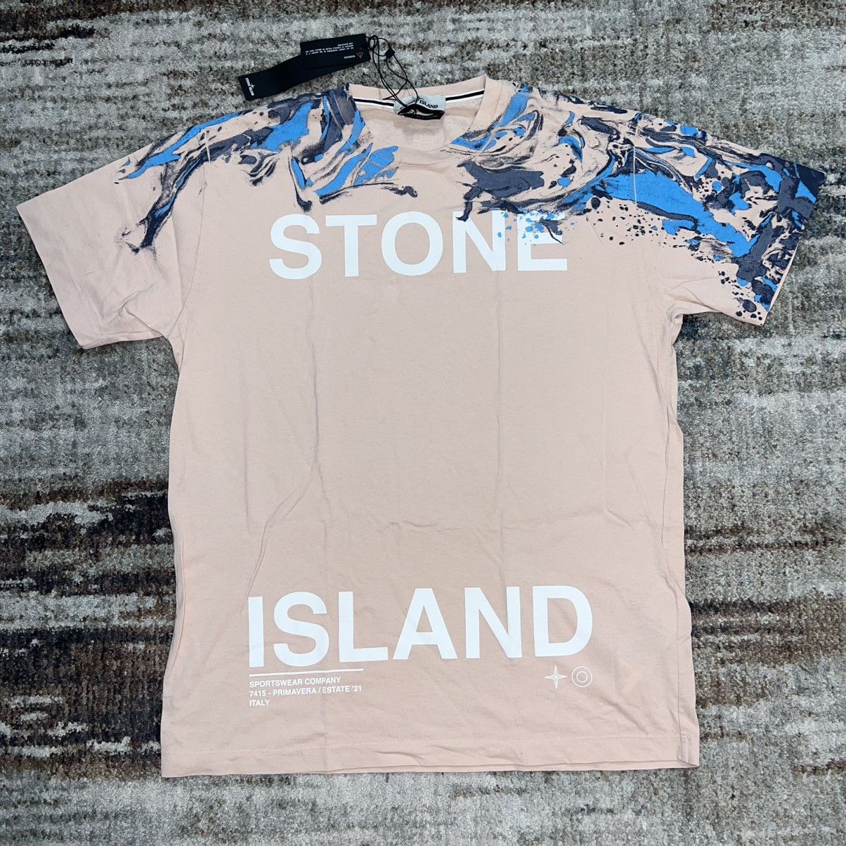 Stone Island NEW STONE ISLAND Big Print Pink Paint Splatter Tee T-Shirt Size US XL / EU 56 / 4 - 1 Thumbnail