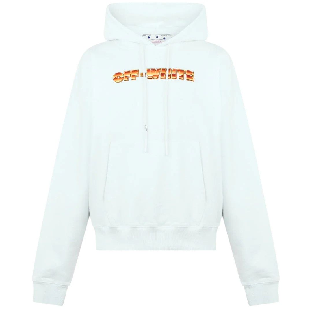 Off-White o1gr1nt1124 Orange Metal Arr Over Hoodie in White Size US XXS / EU 40 - 1 Thumbnail
