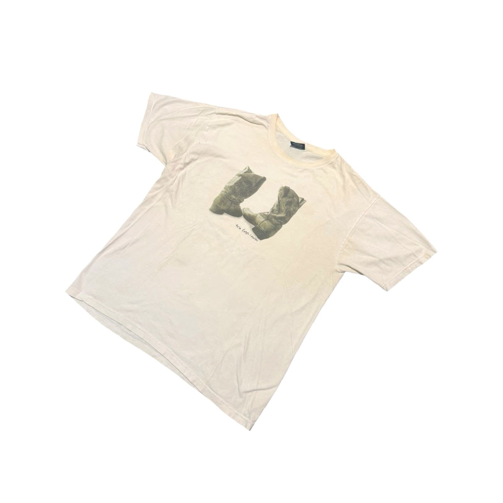 Polo Ralph Lauren VINTAGE Polo Ralph Lauren White Cowboy Boots Photo Oversize T-shirt Medium Men Shirt 90s Oversized Casual Cotton Crew Neck Short Sleeve Size US M / EU 48-50 / 2 - 4 Thumbnail