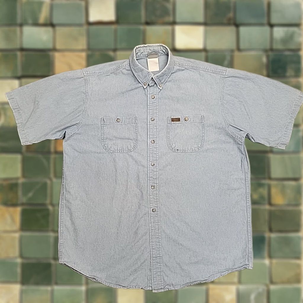 Carhartt Carhartt Shirt Men XL Faded Blue Chambray Button Short Sleeve Work Outdoors Size US XL / EU 56 / 4 - 1 Thumbnail