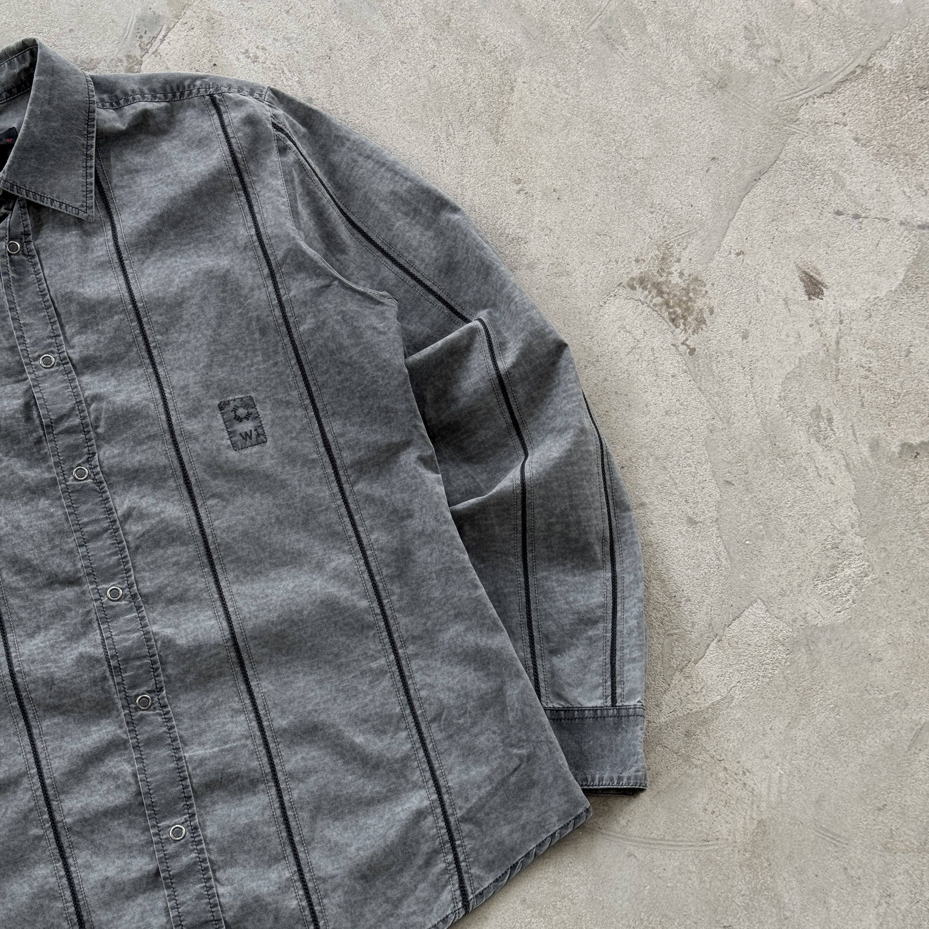 Diesel Vintage Diesel Grey Striped Snap Button Up Shirt XL Size US XL / EU 56 / 4 - 2 Thumbnail