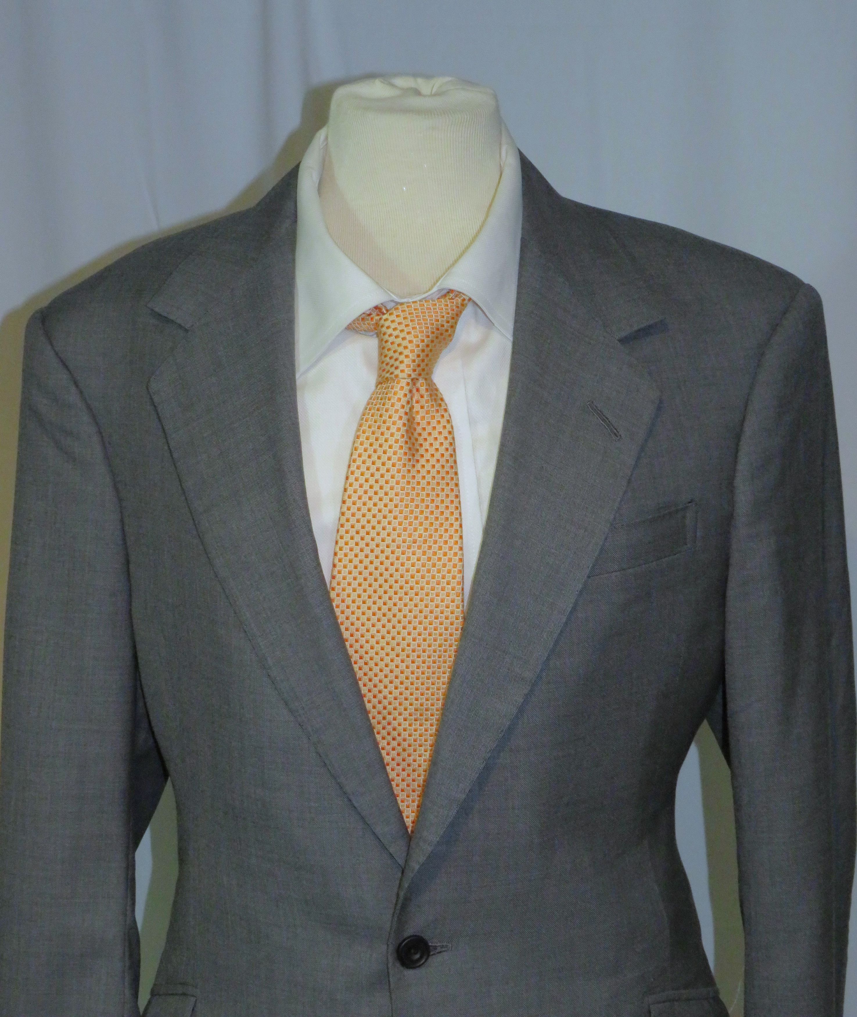 Huntsman × Savile Row Bespoke 2022 Solid Gray One Button Suit 34S Size 34S - 4 Thumbnail