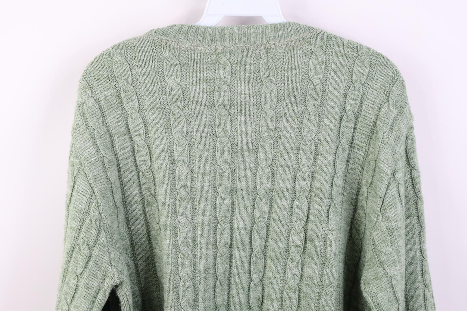 Vintage Vintage 70s Streetwear Chunky Cable Knit Sweater Green USA Size US L / EU 52-54 / 3 - 8 Thumbnail