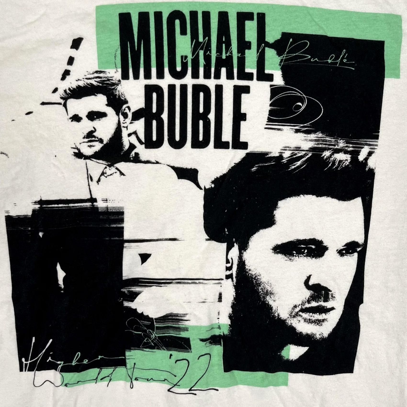 Vintage Michael Buble Higher Tour Concert Graphic Tee Womens Large White 2022 T-Shirt Size L / US 10 / IT 46 - 2 Thumbnail