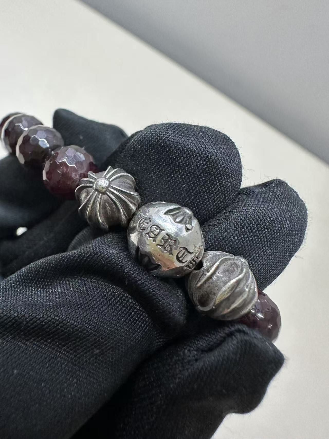 Chrome Hearts Chrome Hearts 8mm Garnet 5 Silver Bracelet Size ONE SIZE - 7 Thumbnail