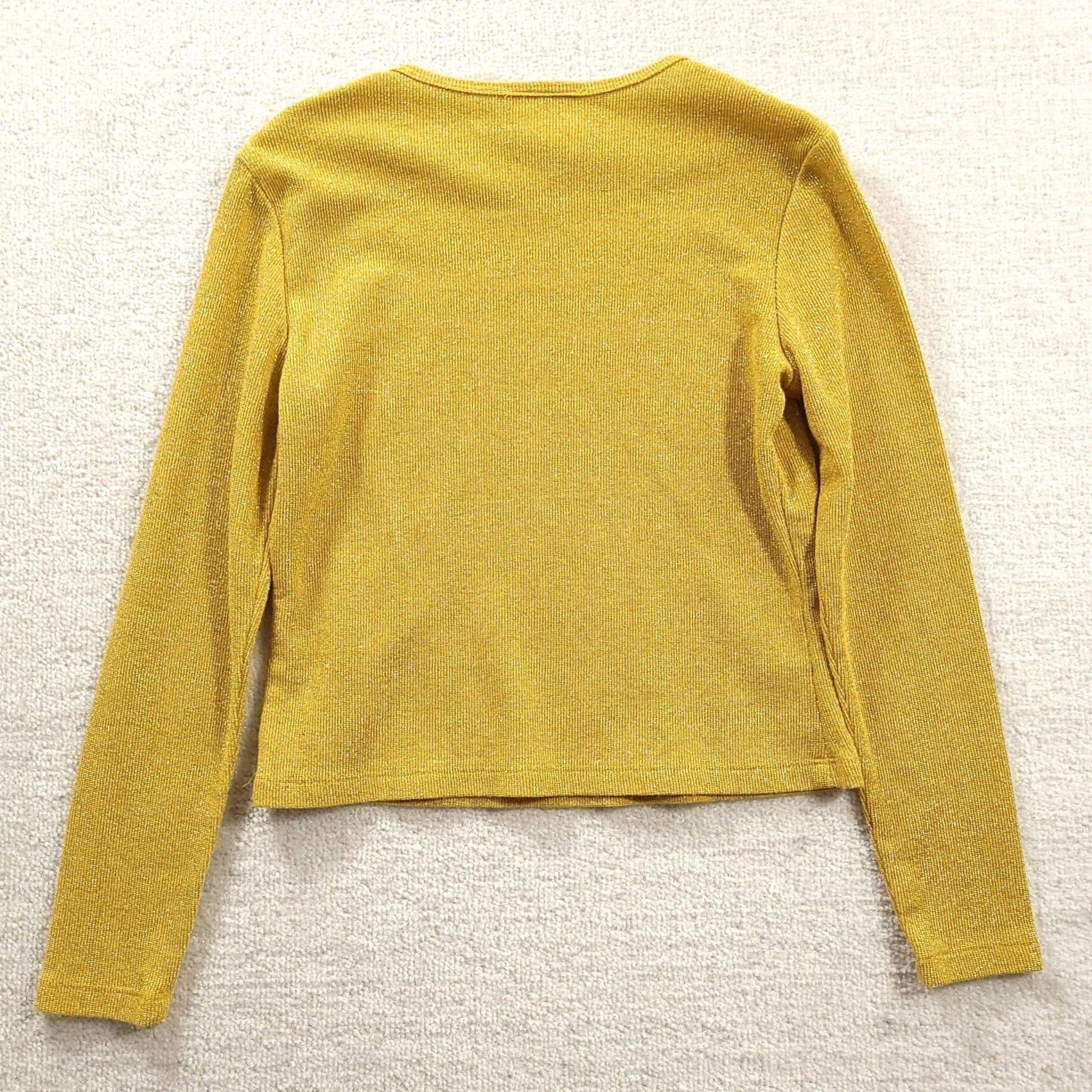 Vintage Vintage You Babes Top Medium Yellow Shimmer Crew Neck Long Sleeve Made in USA Size M / US 6-8 / IT 42-44 - 7 Thumbnail