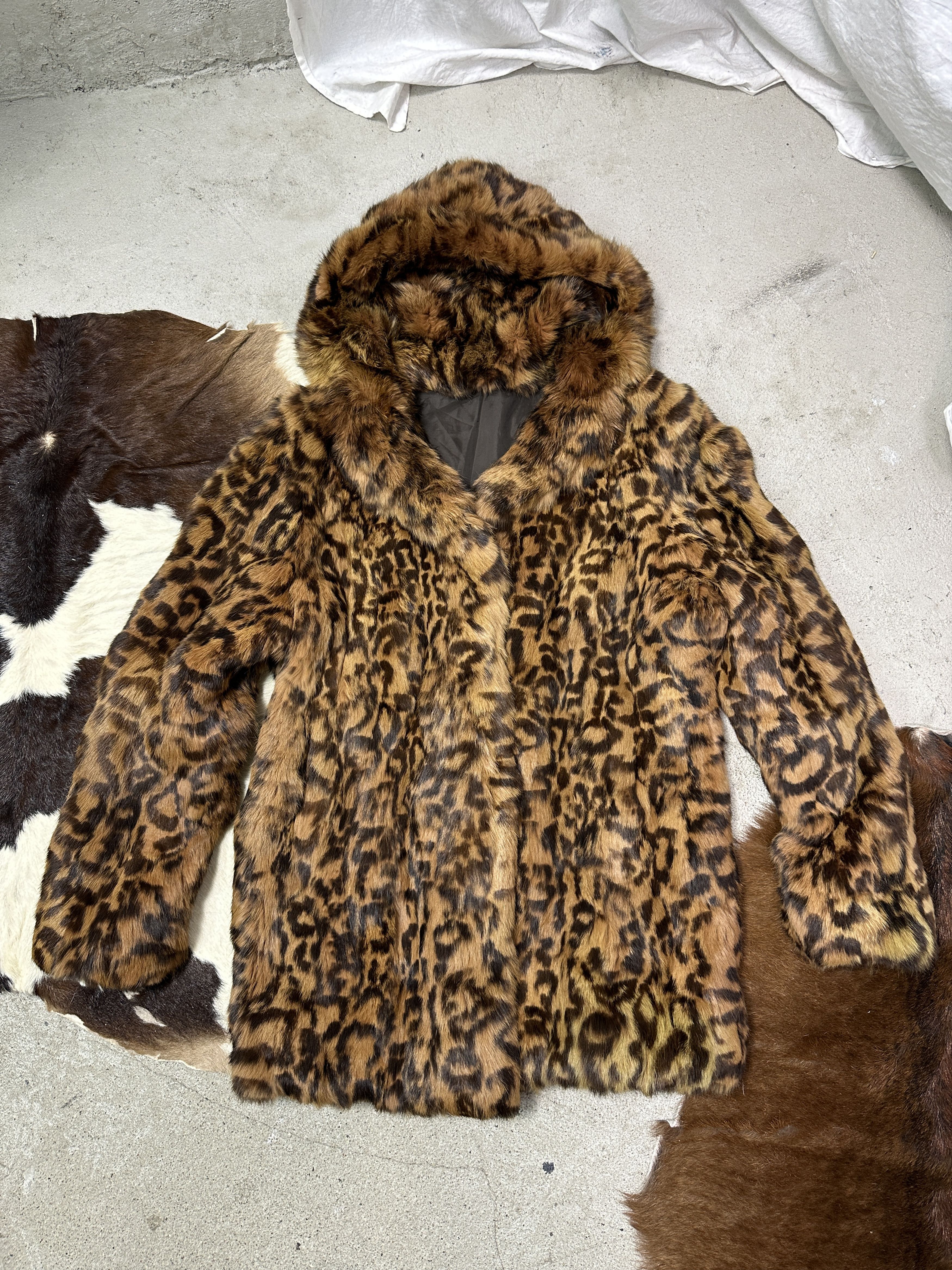 Vintage Vintage Old Money Hooded Cheetah Maxi Rabbit Fur 90s Size L / US 10 / IT 46 - 5 Thumbnail