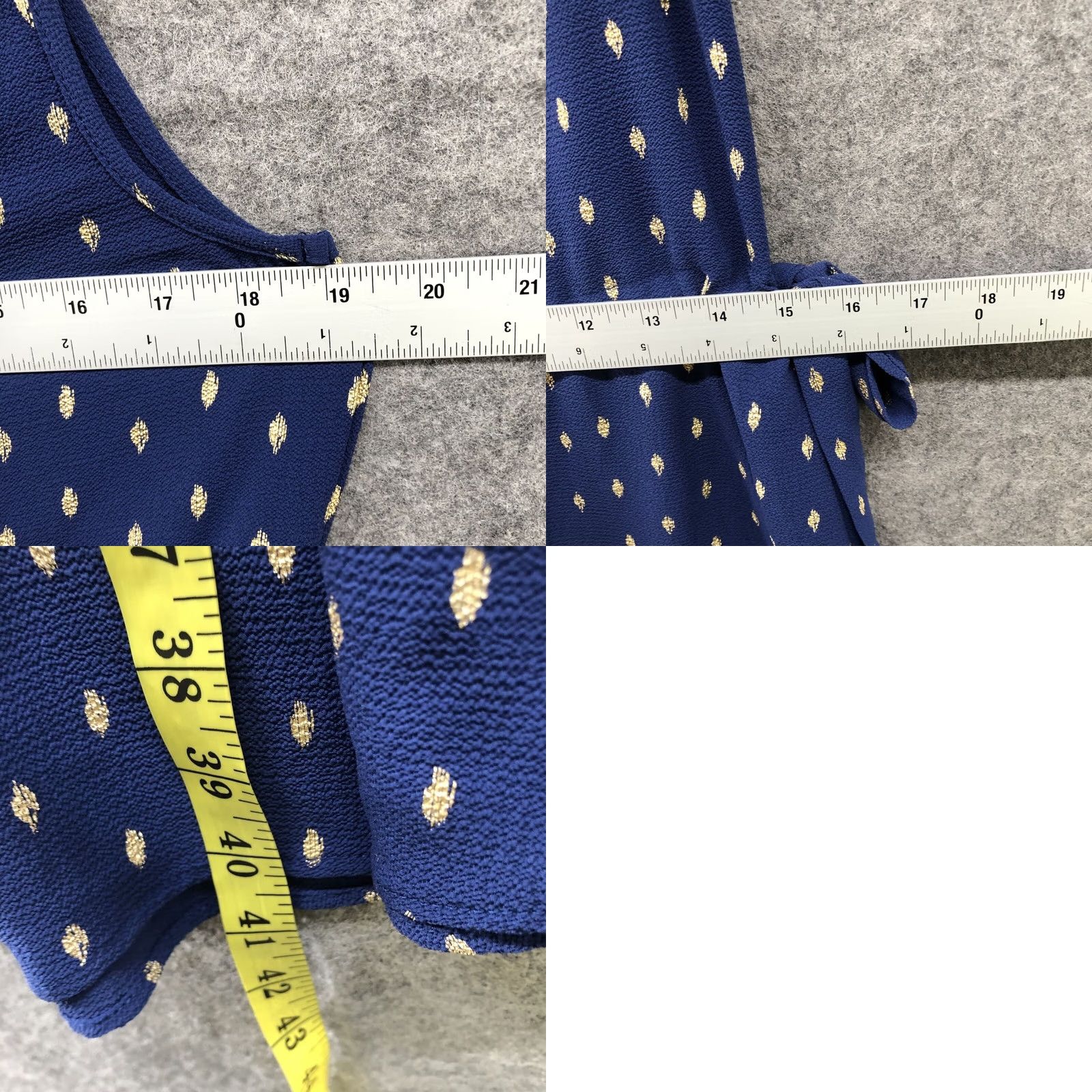 Juicy Couture Juicy Couture Dress Sleeveless Blue Gold Polka Dot Knee Length A-Line M Women Regular Size M / US 6-8 / IT 42-44 - 8 Thumbnail