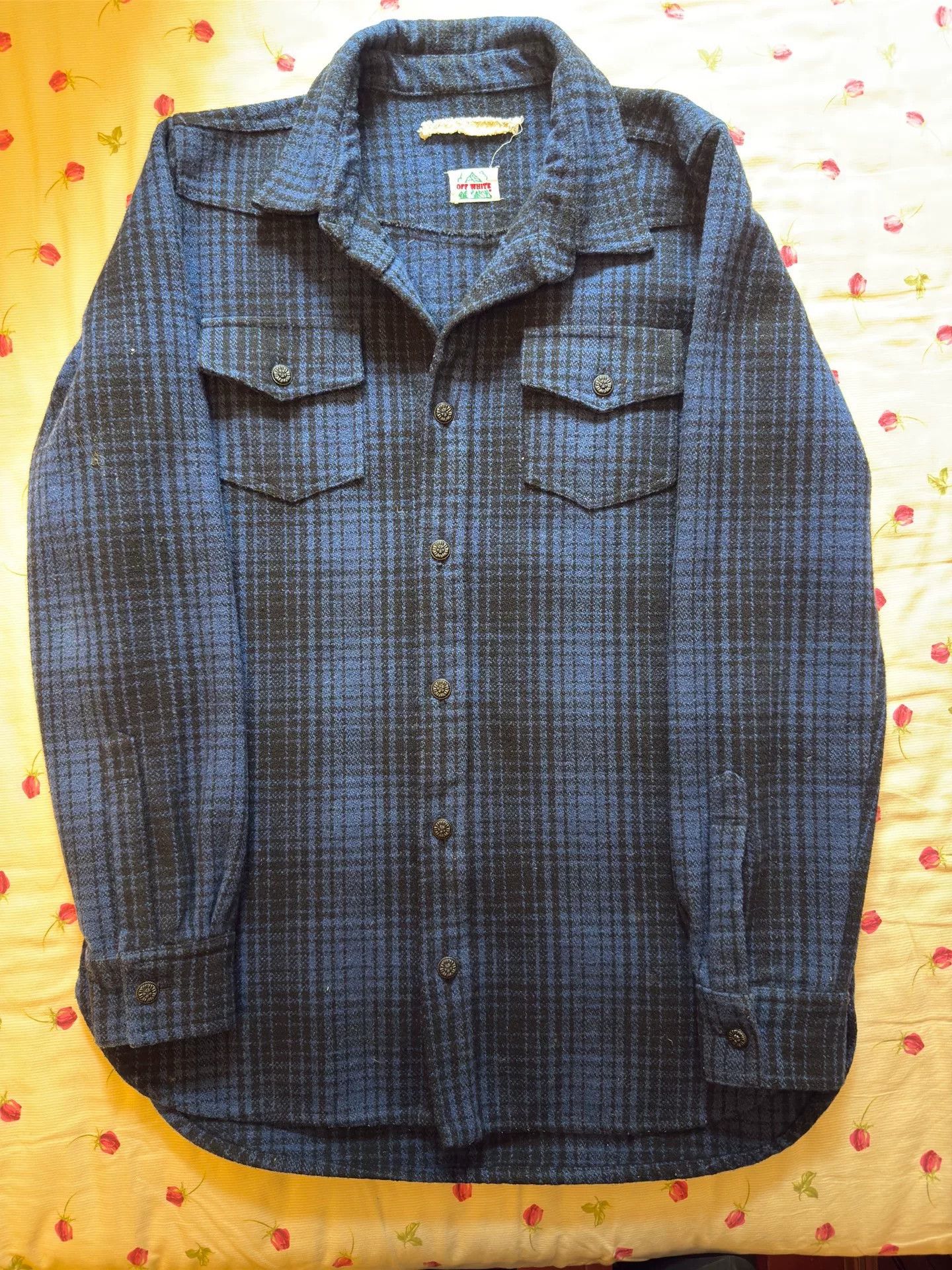 Off-White Off White Blue Wool Shirt Jacket Size US S / EU 44-46 / 1 - 1 Thumbnail