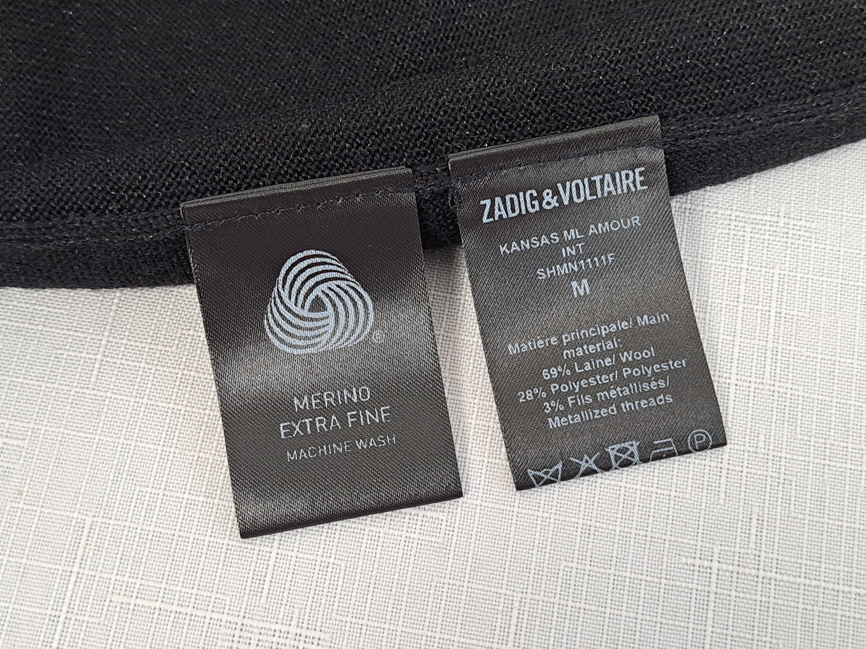 Zadig & Voltaire Zadig & Voltaire "AMOUR" black metallic sheen pullover. Size M / US 6-8 / IT 42-44 - 9 Thumbnail
