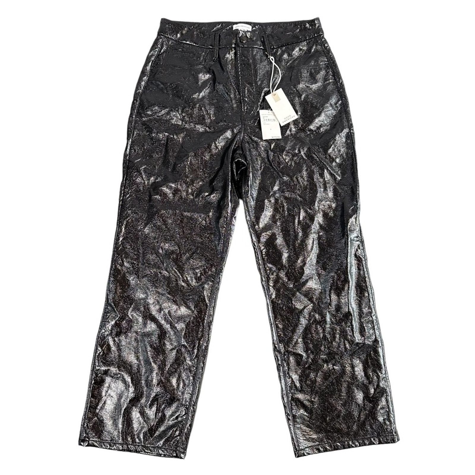 Good American Good American Women's Textured Vinyl Straight Leg Pants Size 29" - 2 Thumbnail