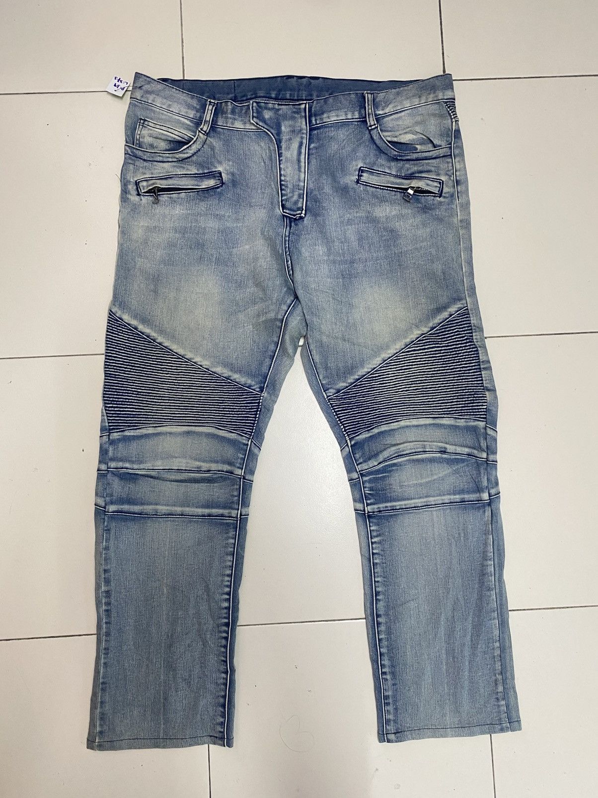 Balmain Men's Balmain Biker Denim Jeans . Hard To Find Style. Size US 39 - 1 Thumbnail