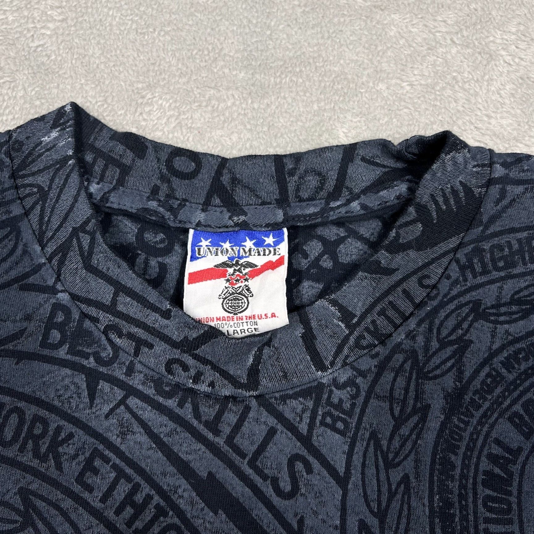 Vintage VINTAGE Union Made IBEW Local 18 Los Angeles T-Shirt Navy Blue XL Crew Neck Short Sleeve 100% Cotton Mens Union Logo 90s USA AOP Size US XL / EU 56 / 4 - 3 Thumbnail