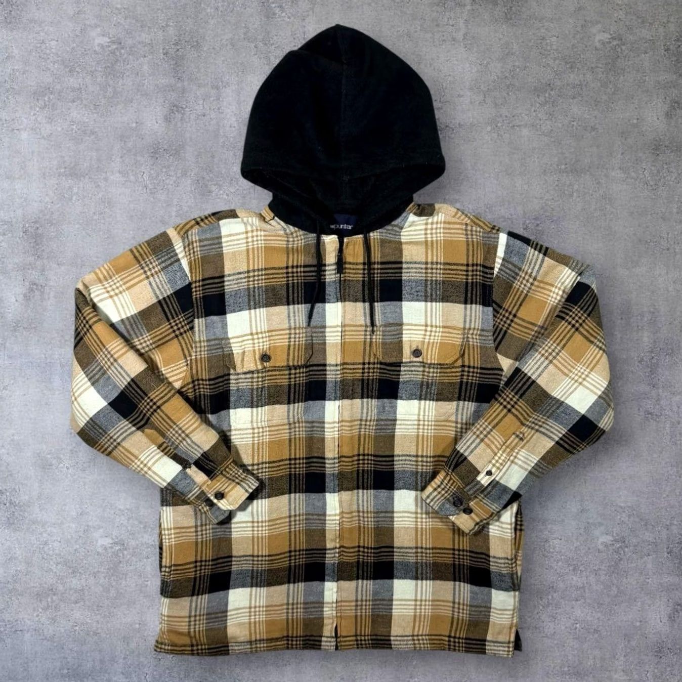 Vintage VINTAGE Puritan Plaid Check Flannel Hooded Padded Zip Shirt Jacket Large XL Brown Check Mens Size US L / EU 52-54 / 3 - 2 Thumbnail